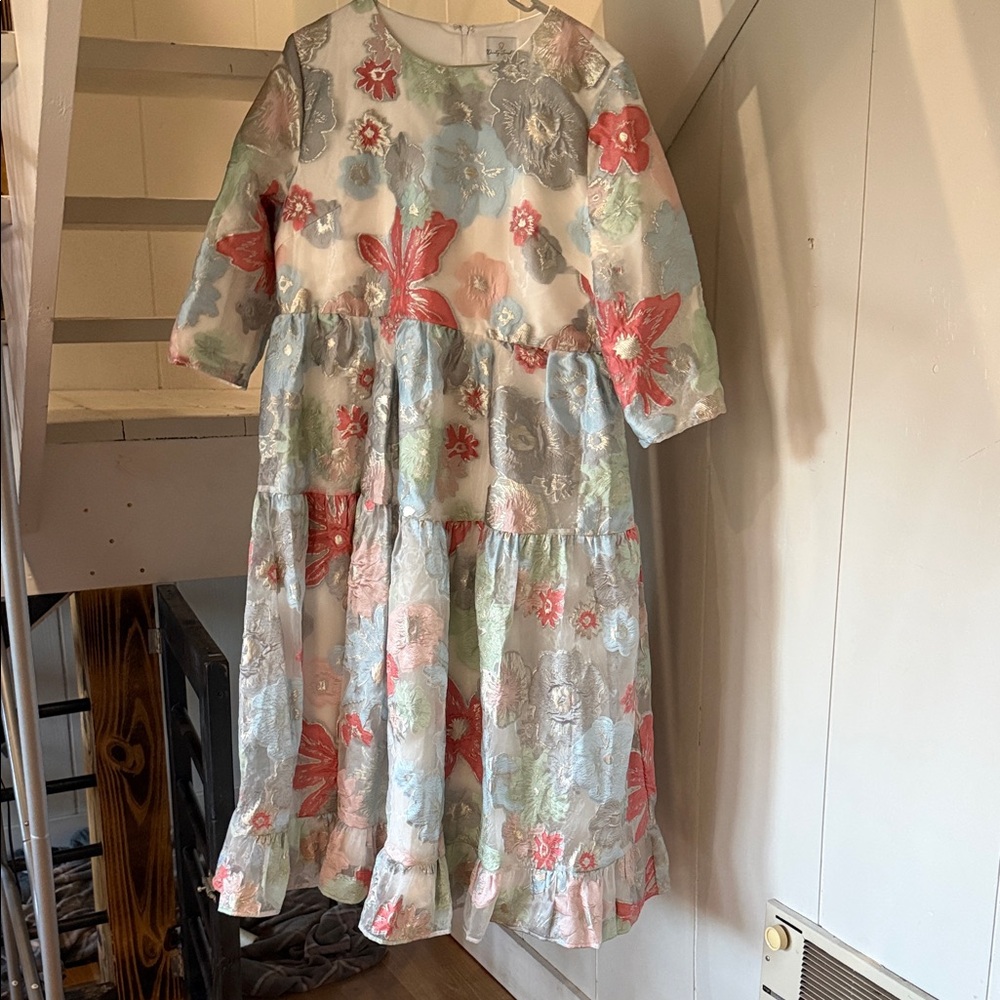 Floral Kids Dress with Ruffle Hem